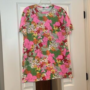 Zara Floral Print T Shirt Dress